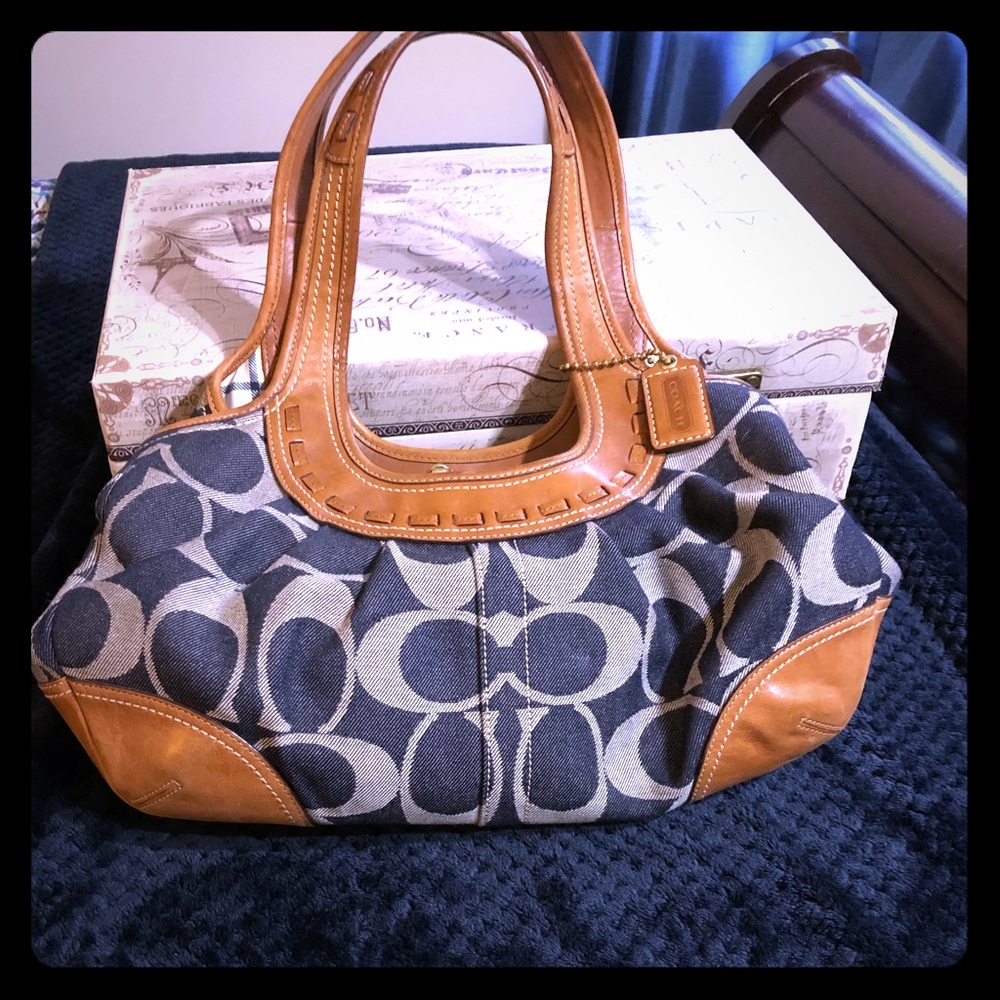 Large Coach handbag. Denim and Leather
